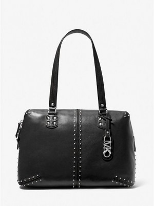 Michael Kors Astor Large Studded Deri Tote Çanta Kadın Siyah | 876351-KLJ