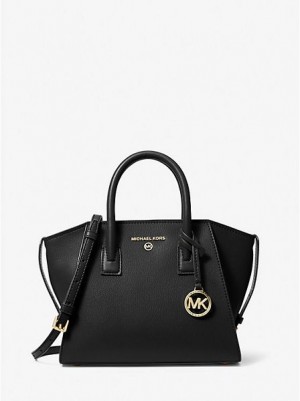 Michael Kors Avril Small Deri Satchel Çanta Kadın Siyah | 324578-UWX