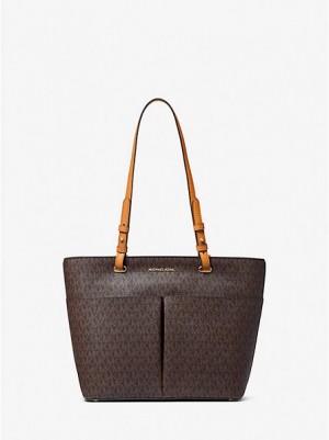 Michael Kors Bedford Medium Logo Tote Çanta Kadın Kahverengi | 210974-EFD