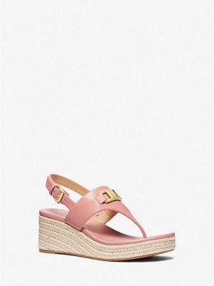 Michael Kors Camila Faux Deri Wedge Sandalet Kadın Pembe Bej Rengi | 617392-IZW