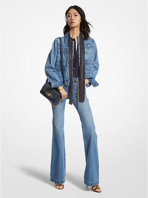 Michael Kors Denim Utility Ceket Kadın Mavi Açık Mavi | 146720-ONB