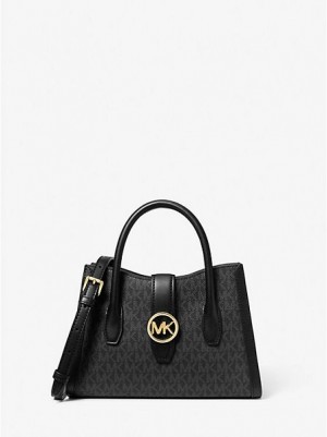 Michael Kors Gabby Small Logo Satchel Çanta Kadın Siyah | 352714-XNI