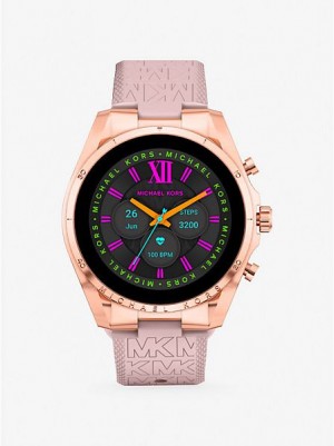 Michael Kors Gen 6 Bradshaw And Logo Silikon Smart Saat Kadın Pembe Altın | 542187-JAY