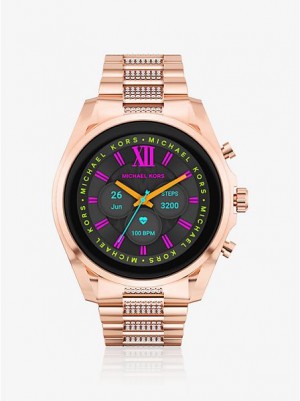 Michael Kors Gen 6 Bradshaw Pave Smart Saat Kadın Pembe Altın | 092675-ZCP