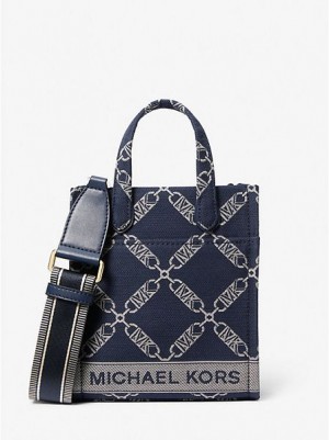 Michael Kors Gigi Extra-small Empire Logo Jacquard Çapraz Askılı Çanta Kadın Lacivert Renkli | 506187-BJV