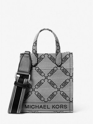 Michael Kors Gigi Extra-small Empire Logo Jacquard Çapraz Askılı Çanta Kadın Bej Rengi Siyah | 796814-LJZ