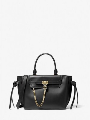 Michael Kors Hamilton Legacy Small Deri Belted Satchel Çanta Kadın Siyah | 763042-TWJ