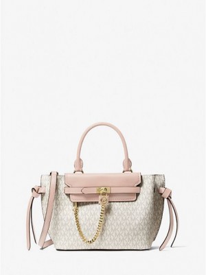 Michael Kors Hamilton Legacy Small Logo Belted Satchel Çanta Kadın Açık Sarı Pembe | 679102-IET