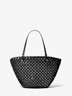 Michael Kors Isabella Medium Hand-woven Deri Tote Çanta Kadın Siyah | 738491-EGS