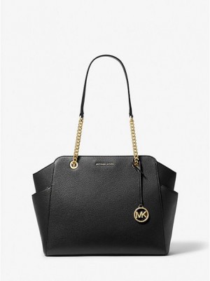 Michael Kors Jacquelyn Medium Pebbled Deri Tote Çanta Kadın Siyah | 308521-EON