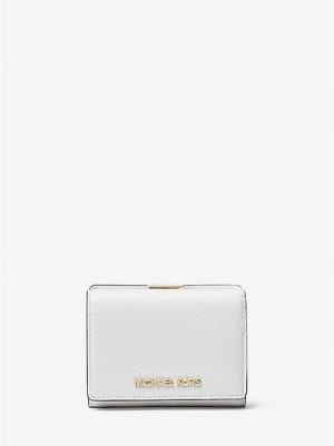 Michael Kors Jet Set Travel Medium Pebbled Deri Trifold Cüzdan Kadın Beyaz | 072561-XGZ