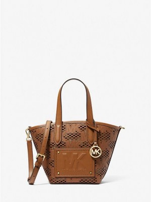 Michael Kors Kimber Small 2-in-1 Perforated And Embossed Faux Deri Tote Çanta Kadın Kahverengi | 780624-NFM