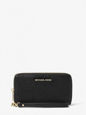 Michael Kors Large Pebbled Deri Smartphone Cüzdan Kadın Siyah | 960253-NIL