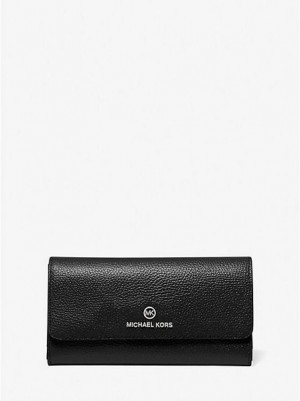 Michael Kors Large Pebbled Deri Tri-fold Cüzdan Kadın Siyah | 025687-SHL