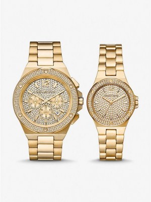 Michael Kors Lennox His And Hers Pave Saat Kadın Altın | 289043-QFP