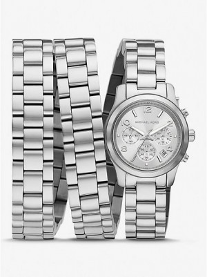 Michael Kors Limited-edition Runway Rhodium-plated Stainless Steel Wrap Saat Kadın Gümüş | 062453-IJY