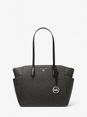 Michael Kors Marilyn Medium Logo Tote Çanta Kadın Siyah | 162893-SMH