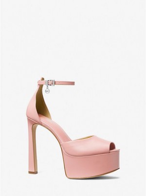 Michael Kors Martina Deri Peep-toe Platform Stiletto Kadın Pembe | 490652-KAQ