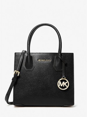 Michael Kors Mercer Medium Pebbled Deri Çapraz Askılı Çanta Kadın Siyah | 527163-CYJ