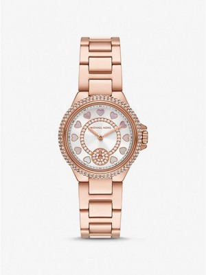 Michael Kors Mini Camille Pave Saat Kadın Pembe Altın | 945768-FYS