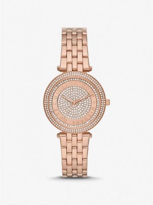 Michael Kors Mini Darci Pave Saat Kadın Pembe Altın | 543791-ZVH