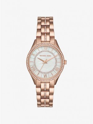 Michael Kors Mini Lauryn Pave Saat Kadın Pembe Altın | 719534-HVO