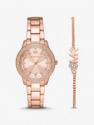 Michael Kors Mini Tibby Pave Saat Kadın Pembe Altın | 279064-AQN