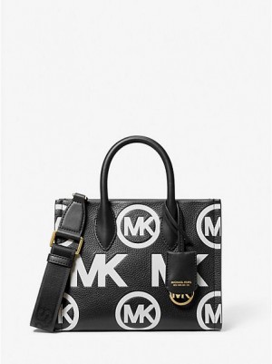 Michael Kors Mirella Small Logo Embossed Pebbled Deri Çapraz Askılı Çanta Kadın Siyah | 243178-KPJ