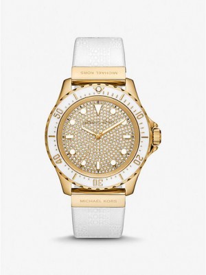 Michael Kors Oversized Slim Everest Pave And Embossed Silikon Saat Kadın Altın | 921705-WFB