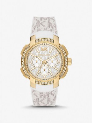 Michael Kors Oversized Sydney Pave And Logo Saat Kadın Altın | 963821-BDM