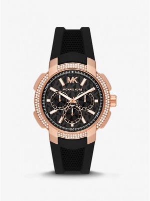 Michael Kors Oversized Sydney Pave And Silikon Saat Kadın Pembe Altın | 824509-BRU