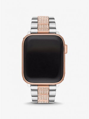 Michael Kors Pave Askılı For Apple Saat Kadın Gümüş Pembe Siyah | 526107-YGH