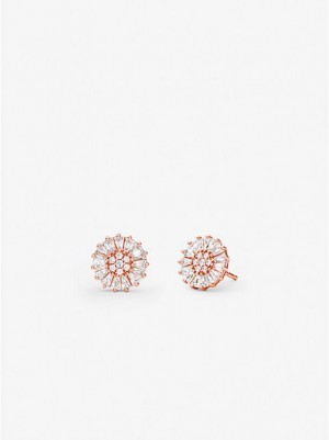 Michael Kors Precious Metal-plated Sterling Silver Pave Stud Küpe Kadın Pembe Altın | 729803-VEQ