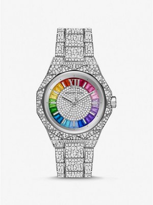 Michael Kors Pride Limited-edition Oversized Raquel Rainbow Pave Saat Kadın Gümüş | 358407-TPM