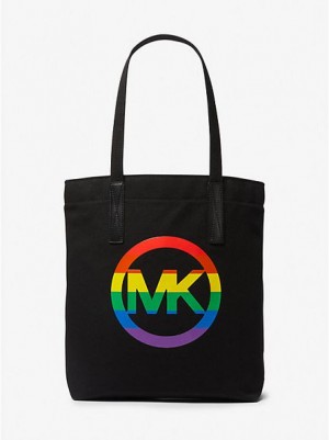 Michael Kors Pride Rainbow Logo Pamuklu Tote Çanta Kadın Siyah | 351420-QPI