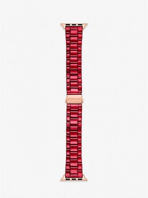 Michael Kors Red-coated Stainless Steel Askılı For Apple Saat Kadın Kırmızı | 865372-CJU