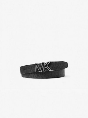 Michael Kors Reversible Logo And Faux Deri Kemer Erkek Siyah | 594138-YNT