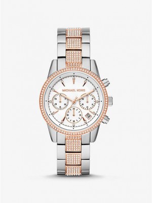 Michael Kors Ritz Pave Saat Kadın Gümüş Pembe | 256304-NBX