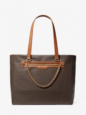 Michael Kors Slater Large Logo Tote Çanta Kadın Kahverengi | 914823-TPE