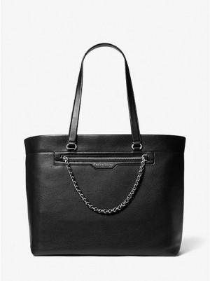 Michael Kors Slater Large Pebbled Deri Tote Çanta Kadın Siyah | 917403-EIS