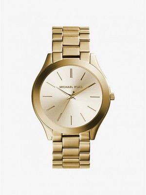 Michael Kors Slim Runway Stainless Steel Saat Kadın Altın | 427860-AZL