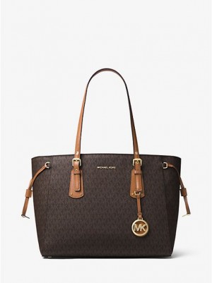 Michael Kors Voyager Medium Logo Tote Çanta Kadın Kahverengi | 278359-JCL