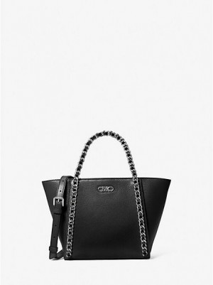 Michael Kors Westley Small Pebbled Deri Chain-link Tote Çanta Kadın Siyah | 825367-IZX