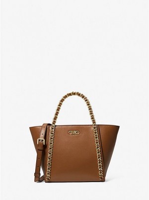 Michael Kors Westley Small Pebbled Deri Chain-link Tote Çanta Kadın Kahverengi | 952614-KXS