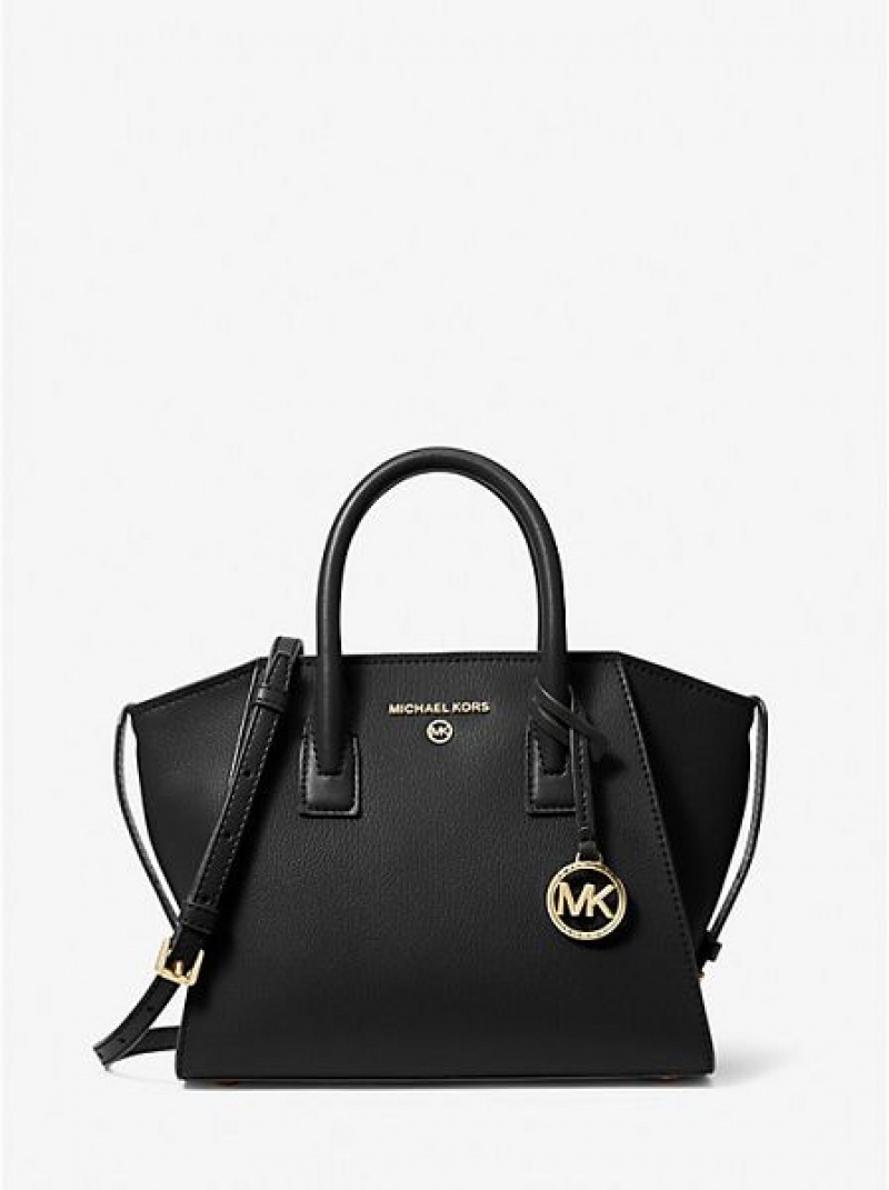 Michael Kors Avril Small Deri Satchel Çanta Kadın Siyah | 053724-XJK