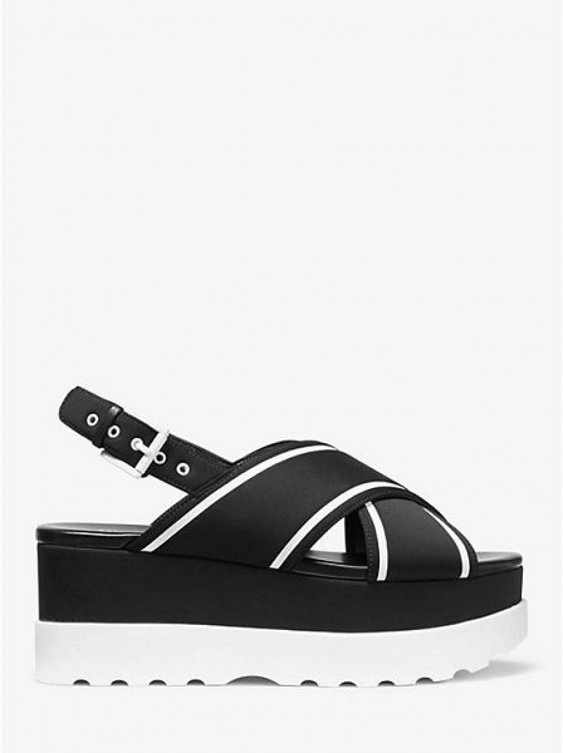 Michael Kors Becker Contrast-trim Scuba Platform Sandalet Kadın Siyah Beyaz | 654193-NRQ