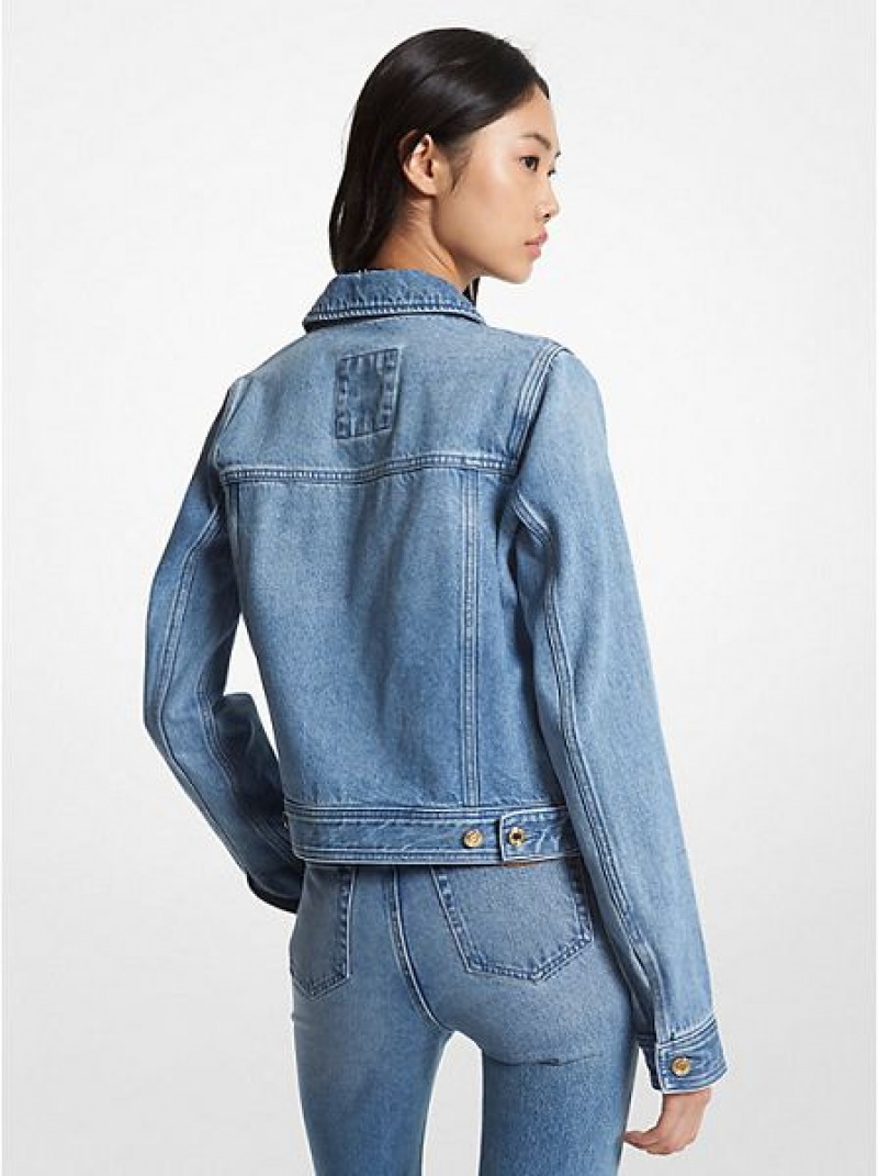 Michael Kors Denim Utility Ceket Kadın Mavi Açık Mavi | 146720-ONB