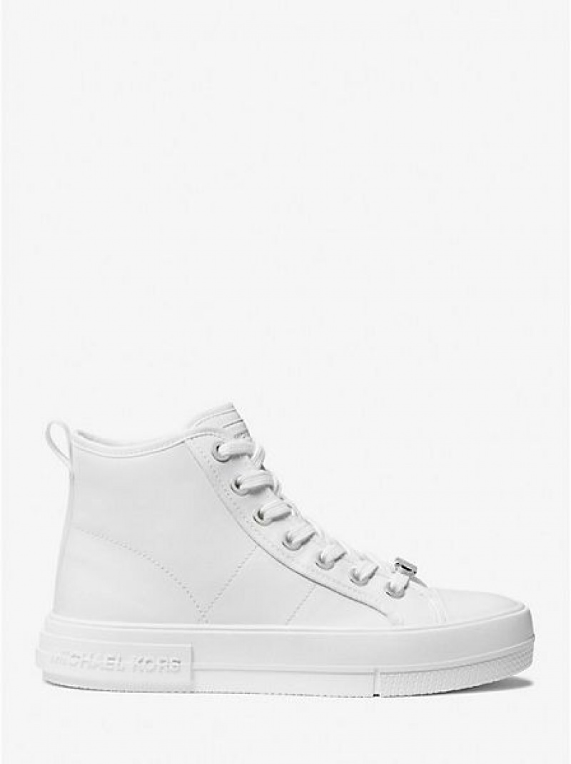 Michael Kors Evy Deri High Top Sneakers Kadın Beyaz | 718290-UPB