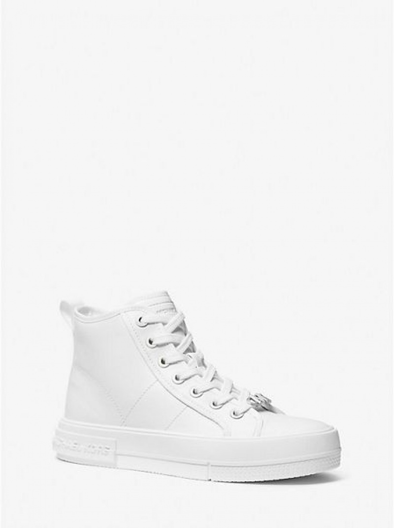 Michael Kors Evy Deri High Top Sneakers Kadın Beyaz | 718290-UPB