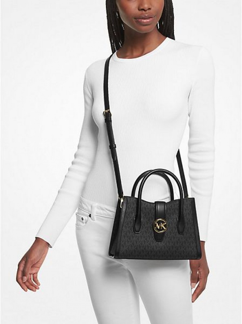 Michael Kors Gabby Small Logo Satchel Çanta Kadın Siyah | 352714-XNI